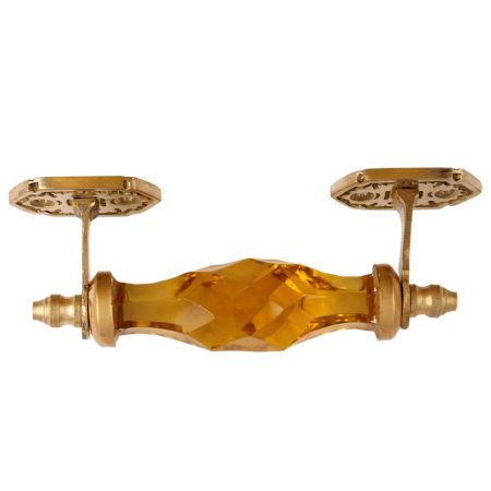 Yellow Cut Glass Golden Small Dresser Handle